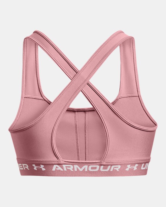 Women's Armour® Mid Crossback Sports Bra, Pink, pdpMainDesktop image number 11